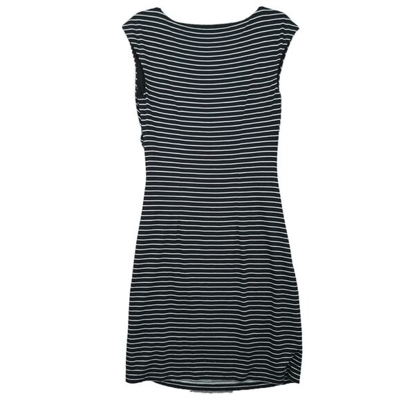 LOFT Black White Striped Jersey Knit Dress - Picture 2 of 9